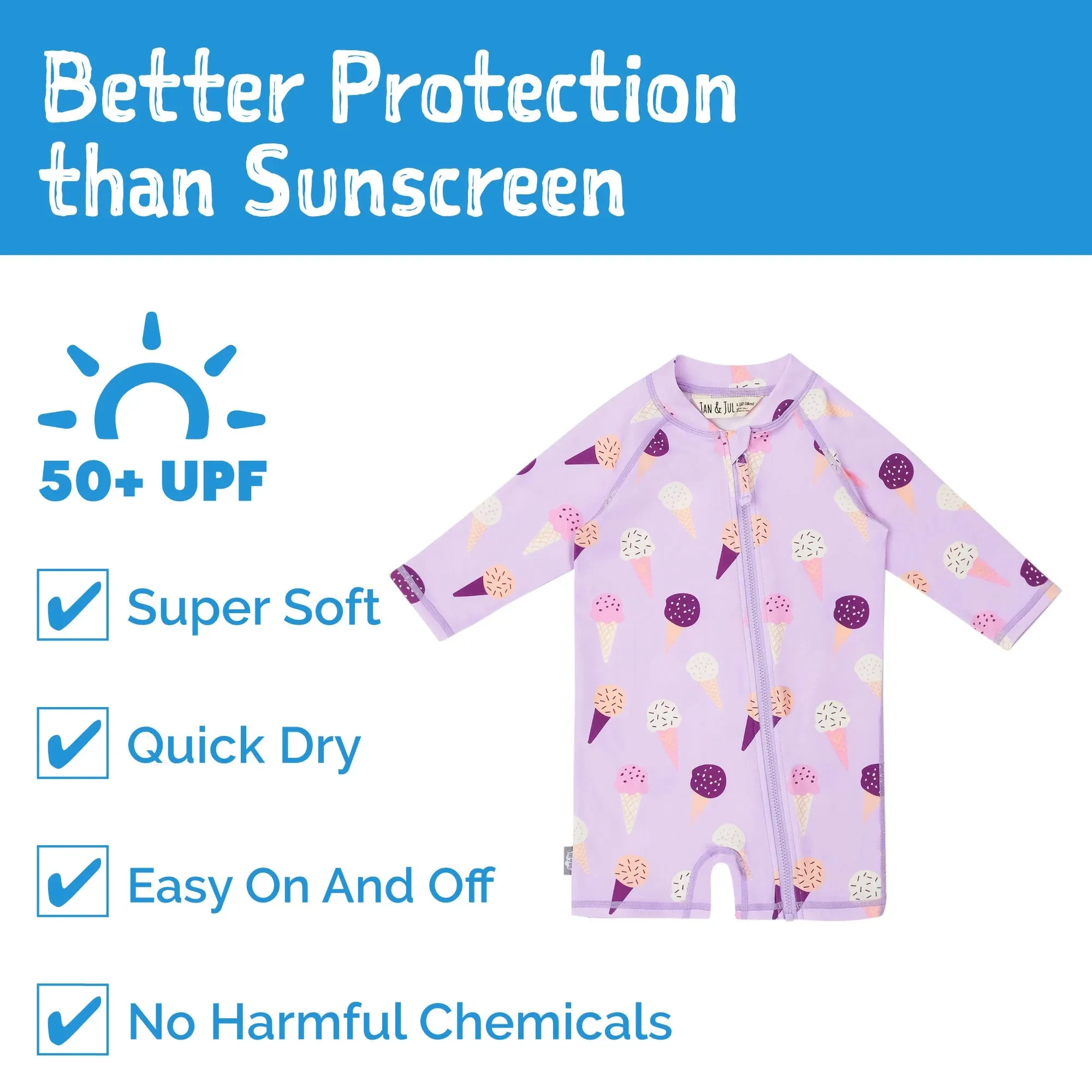 Jan & Jul 1 pc UV Jumpsuit - Lavender Ice Cream
