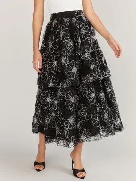 Just Me Floral Sequin Mesh Skirt - Brands We Love