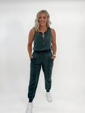 Keeping Up Active Jumpsuit, Dark Olive