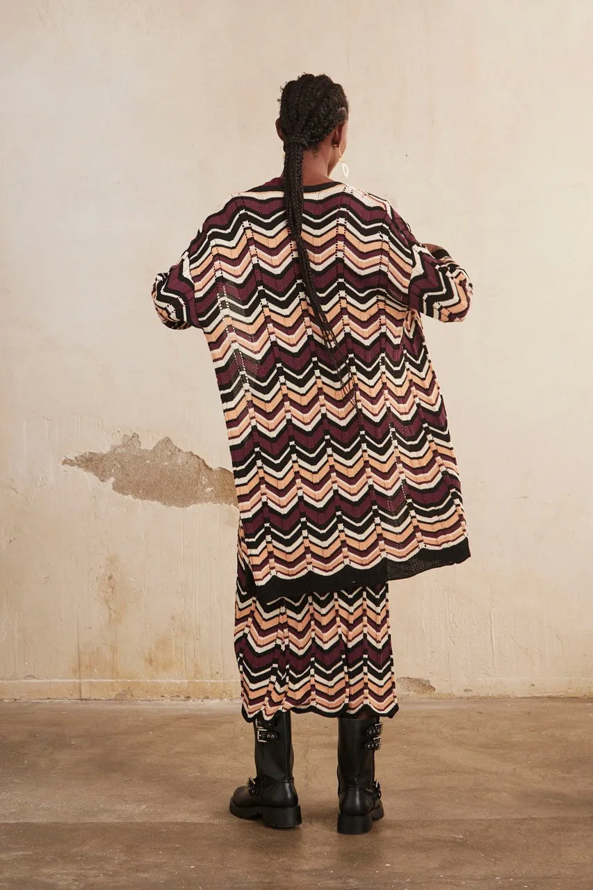 KNIT KIMONO WITH GEOMETRIC DESIGN