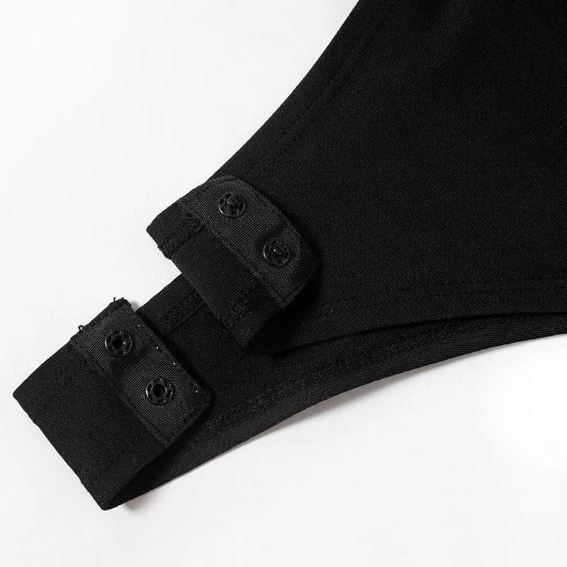 Long sleeve high neck button contrast bodysuit