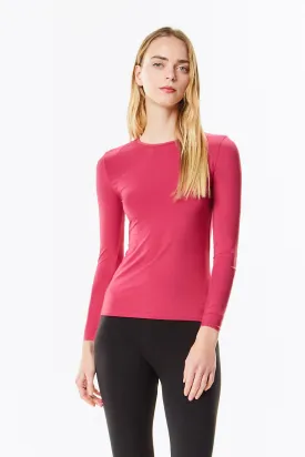 Long Sleeve Sangria Berry Microfiber Layering Shell Top