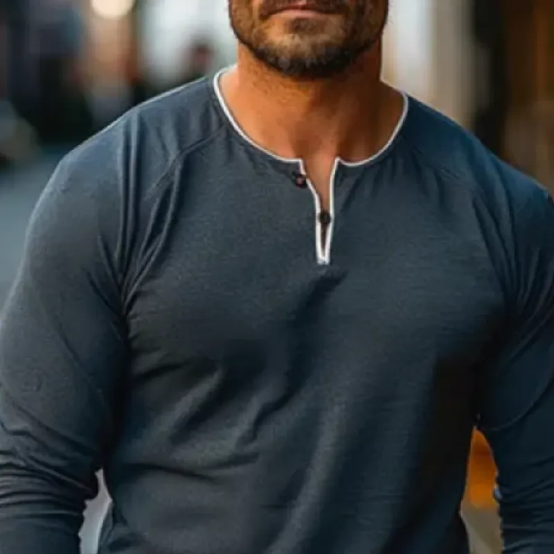 Men's Casual Crew Neck Long-Sleeved T-Shirt 48891796Y