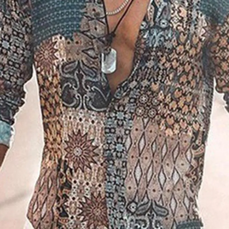 Men'S Printed Casual Long Sleeve Shirt