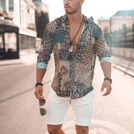 Men'S Printed Casual Long Sleeve Shirt