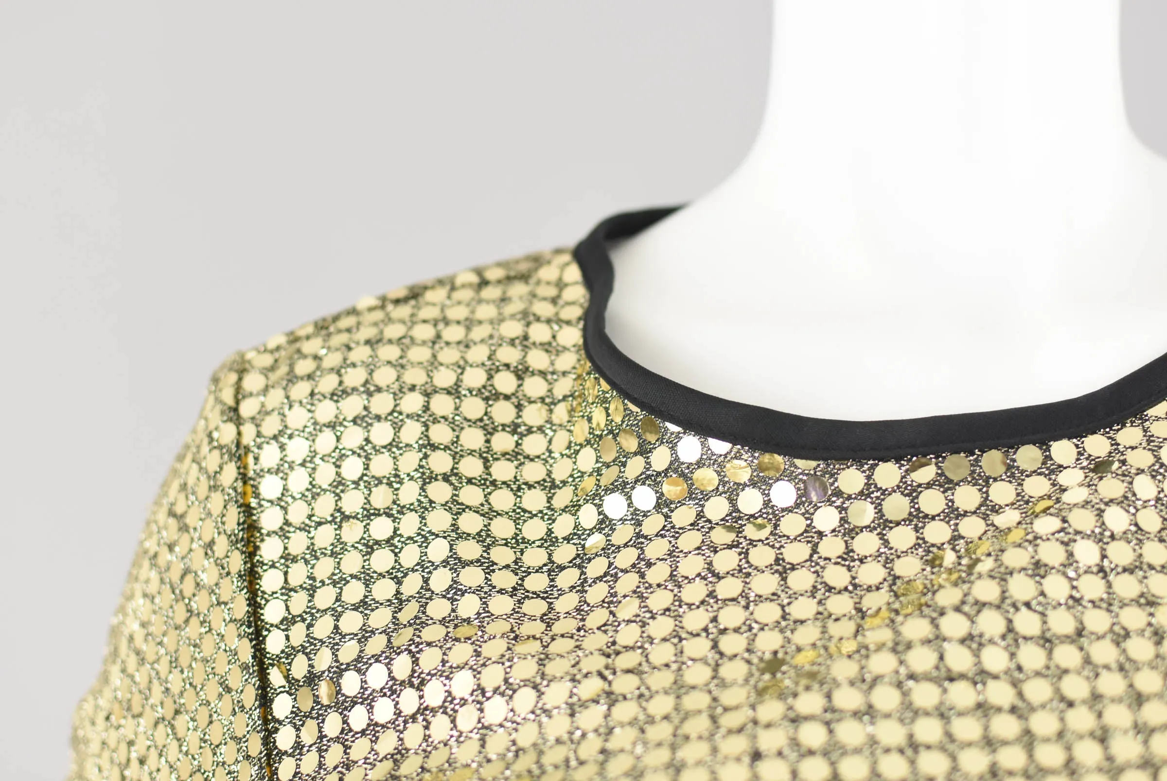 Metallic Gold Sequin Short Sleeve Top, Women's Small
