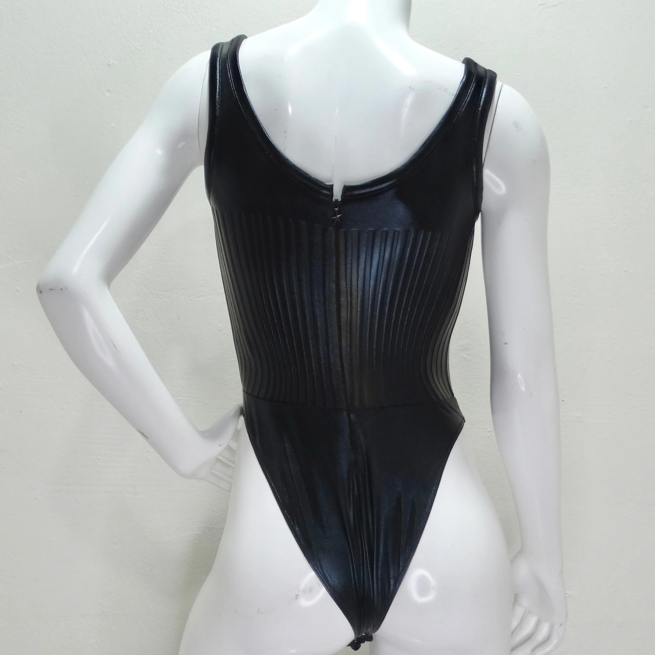 Mugler Black Embossed Scuba Bodysuit