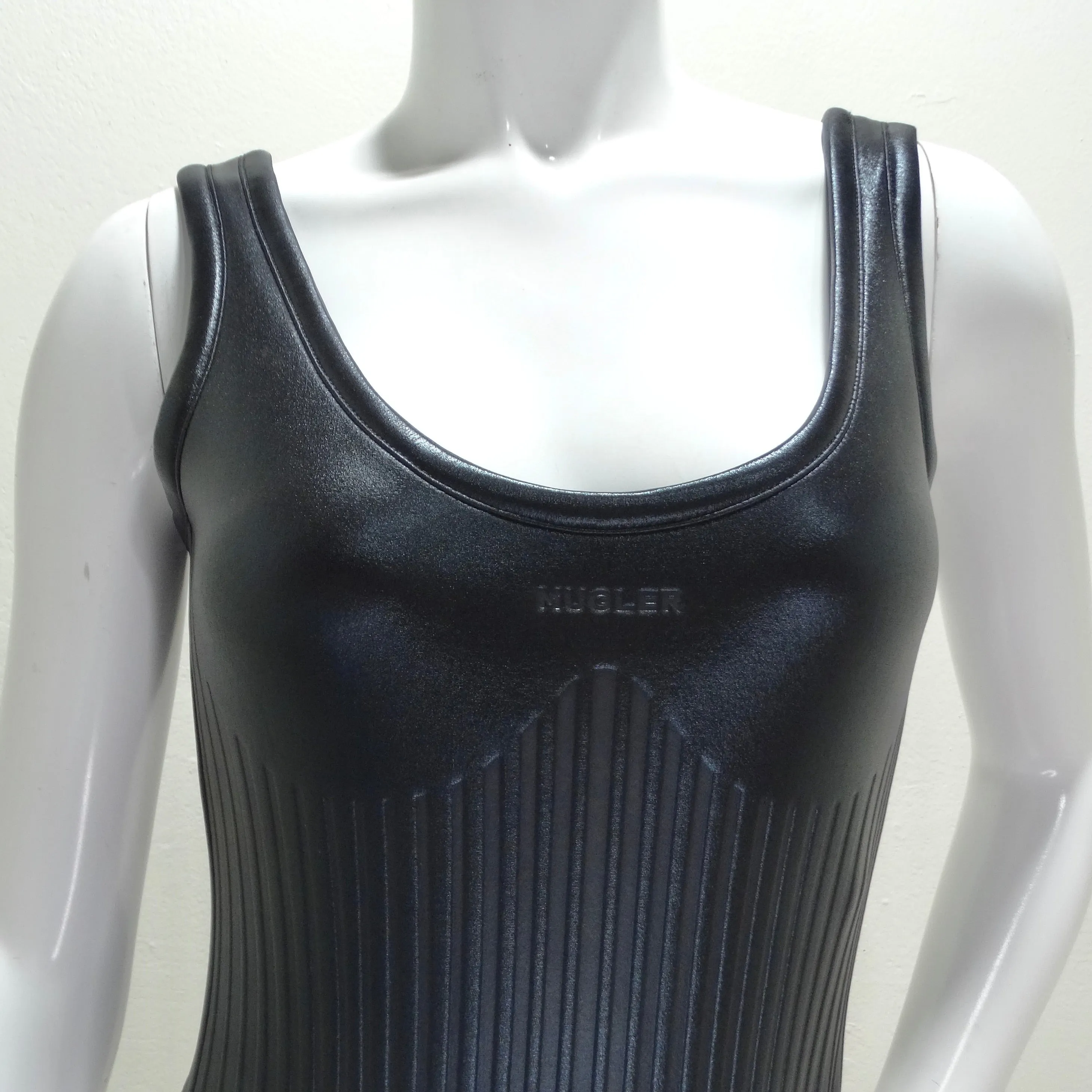 Mugler Black Embossed Scuba Bodysuit