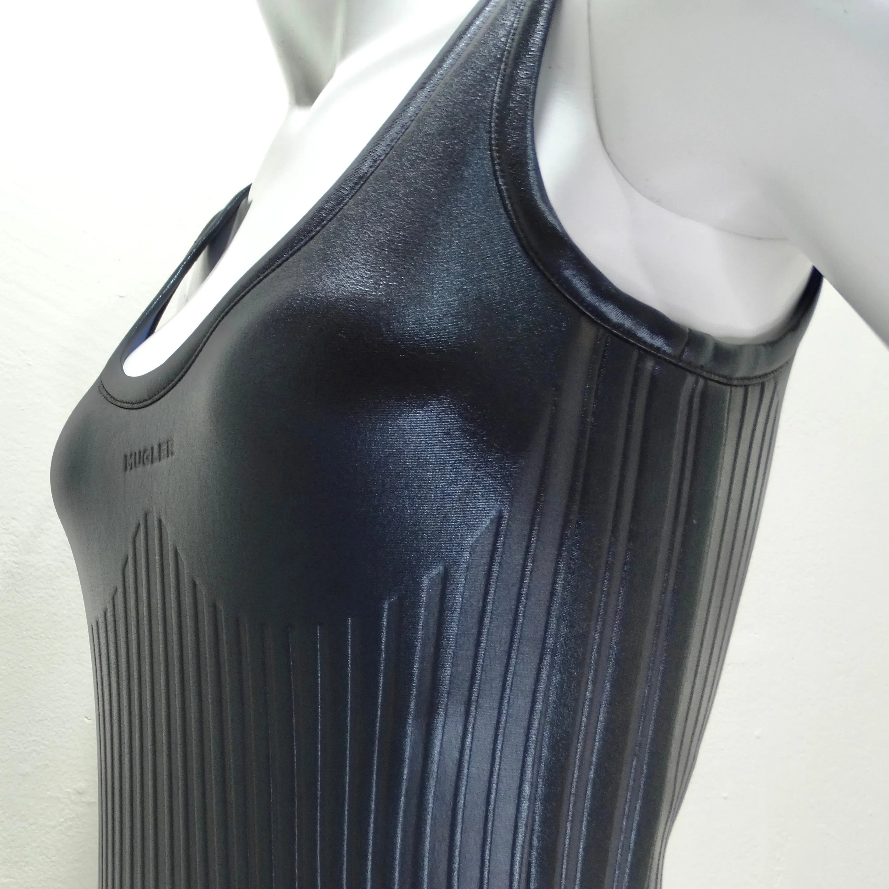 Mugler Black Embossed Scuba Bodysuit