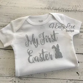My First Easter bodysuit - Silver or Gold glitter