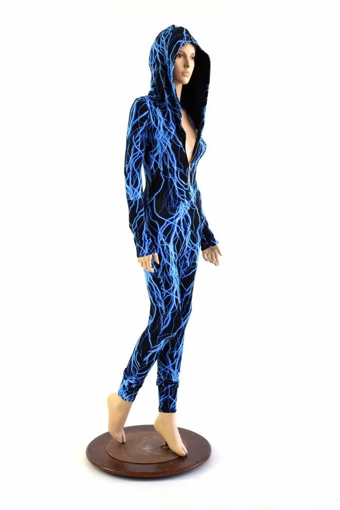 Neon Lightning Zipper Front Catsuit