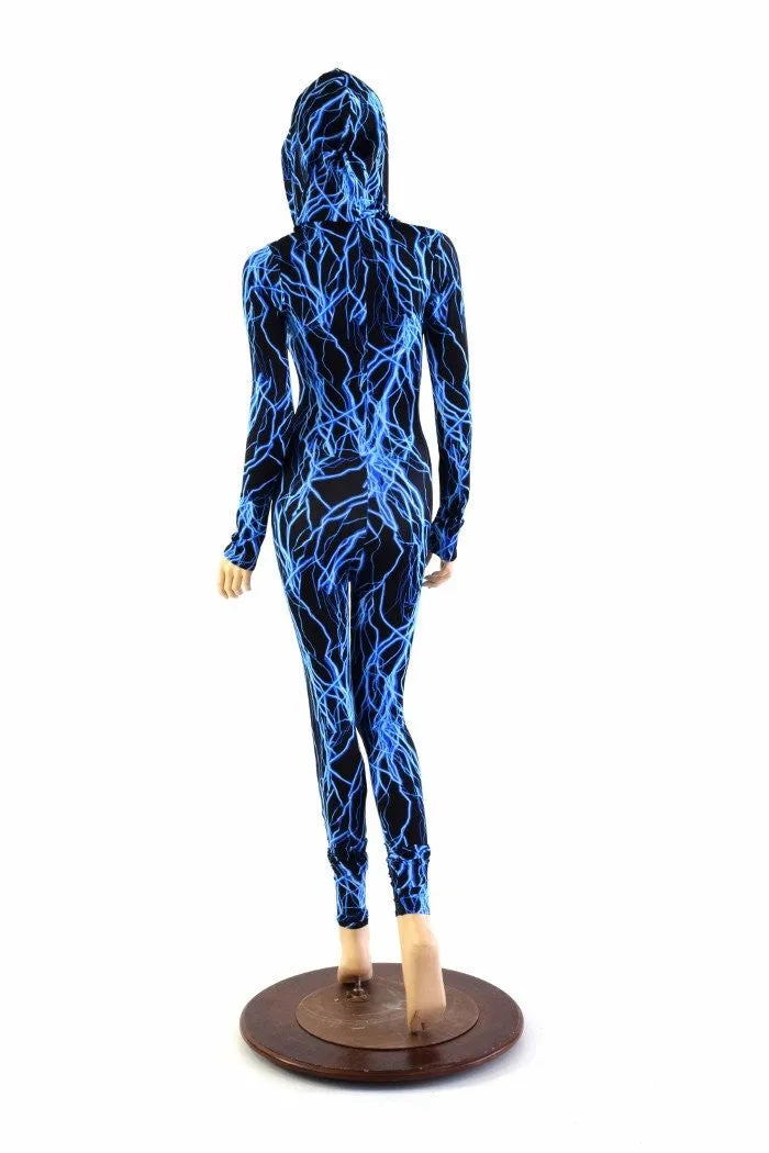 Neon Lightning Zipper Front Catsuit