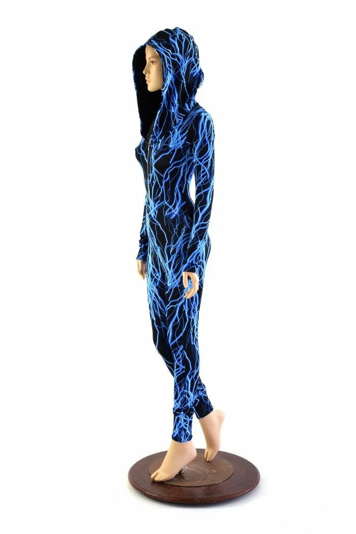 Neon Lightning Zipper Front Catsuit