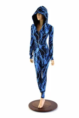 Neon Lightning Zipper Front Catsuit