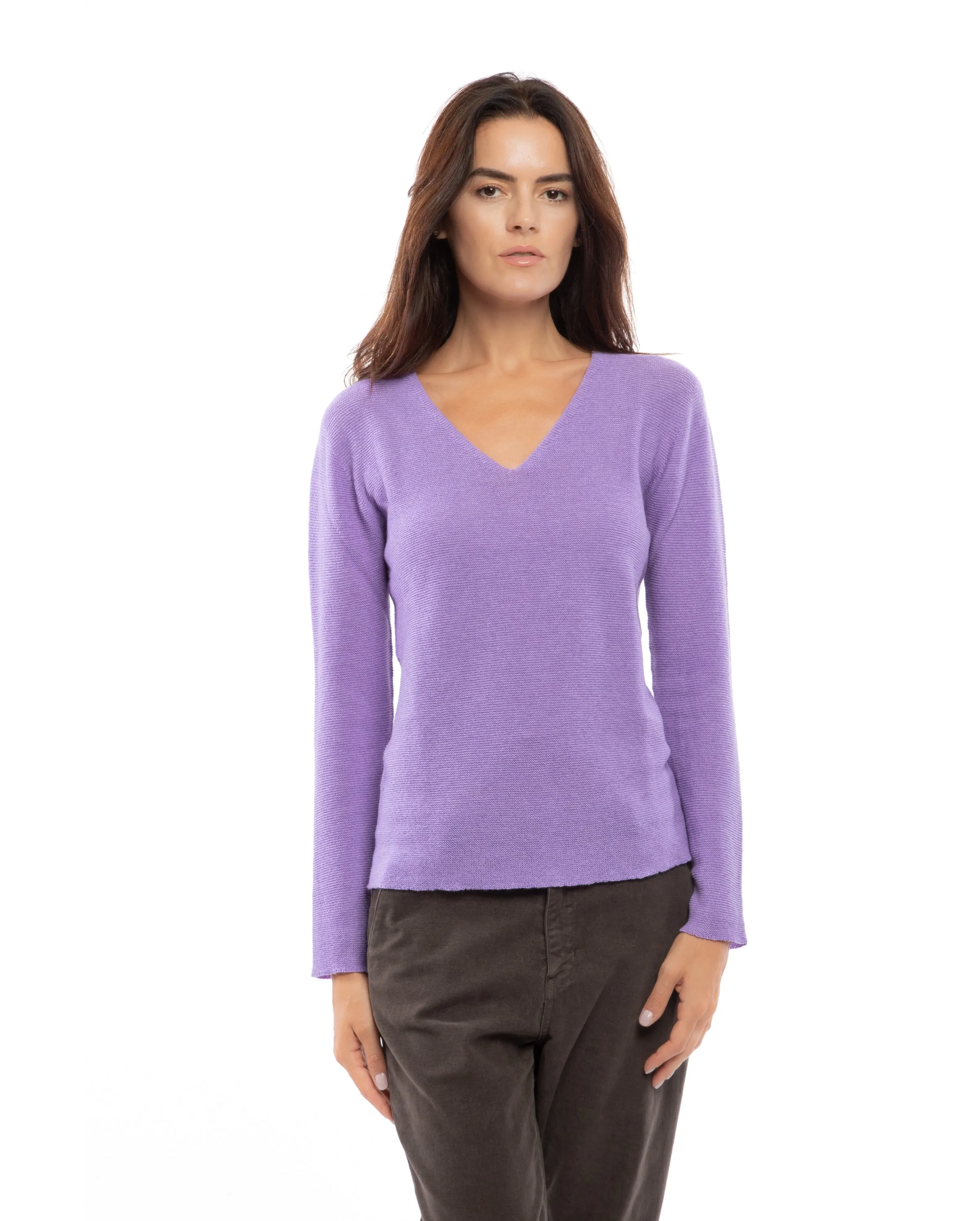NEW FALL 24 - Women's Pure Cashmere Links Stitch V-Neck Black