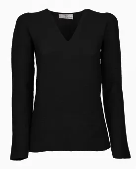 NEW FALL 24 - Women's Pure Cashmere Links Stitch V-Neck Black