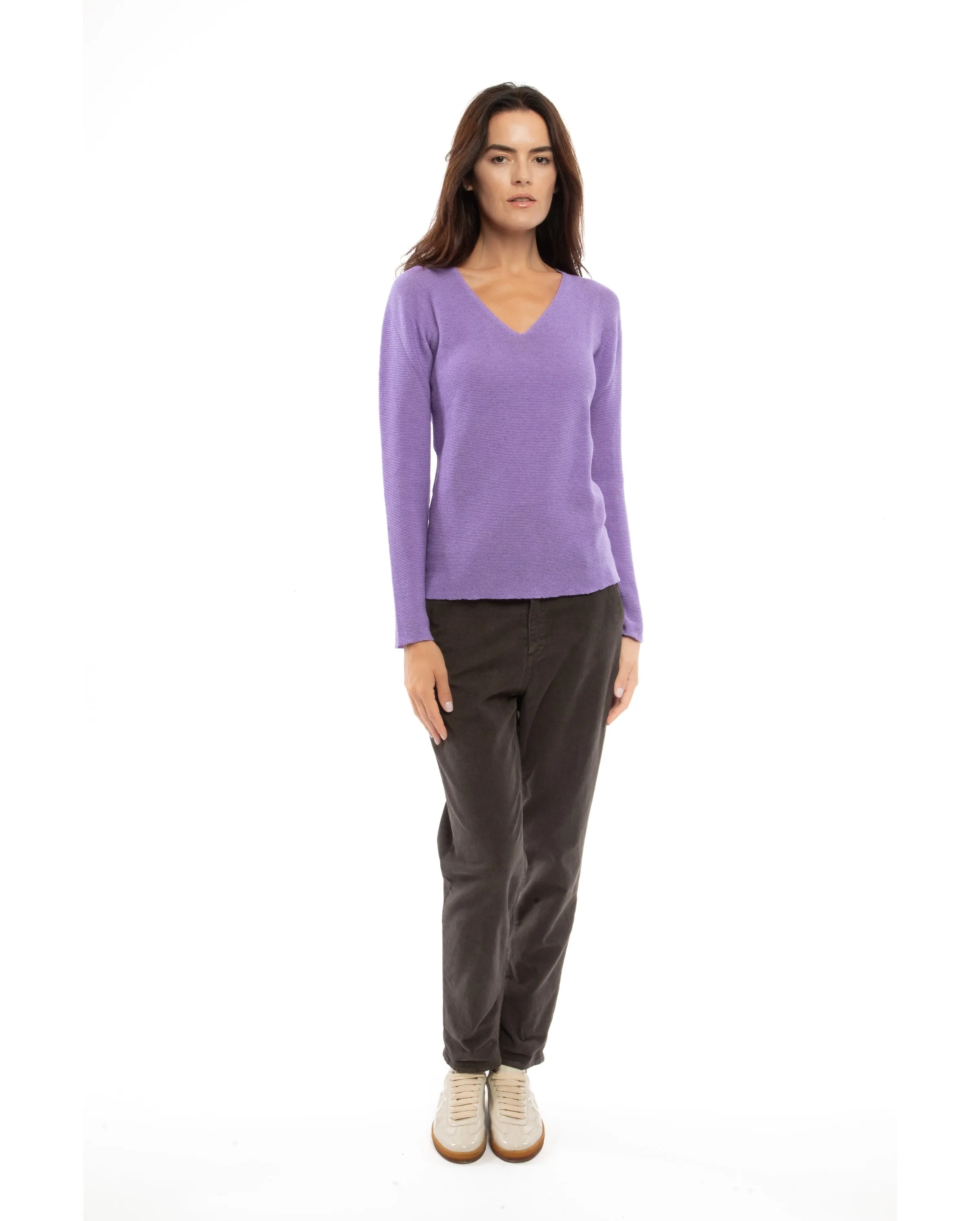NEW FALL 24 - Women's Pure Cashmere Links Stitch V-Neck Black