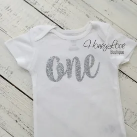 one - Silver Glitter Bodysuit