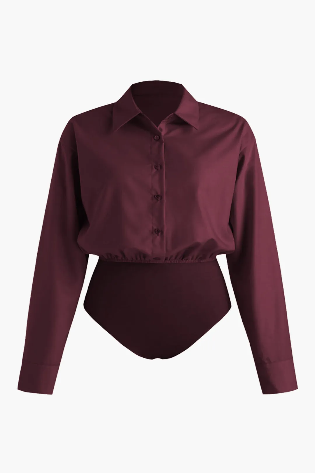 Plus Size Patchwork Long Sleeve Bodysuit