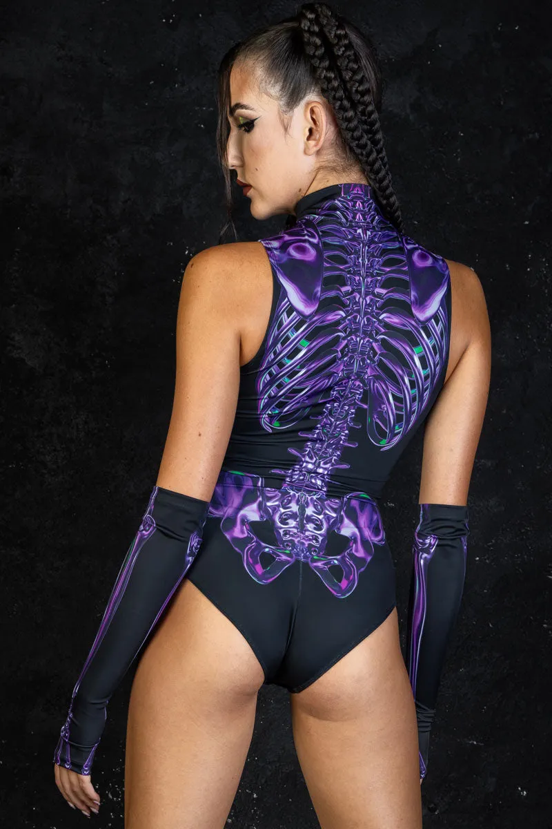 Purple Skeleton Sleeveless Bodysuit