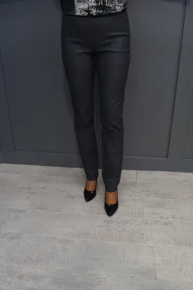 Robell Bella Steel Grey Faux Leather Full Length Trousers - 51559 54344 94