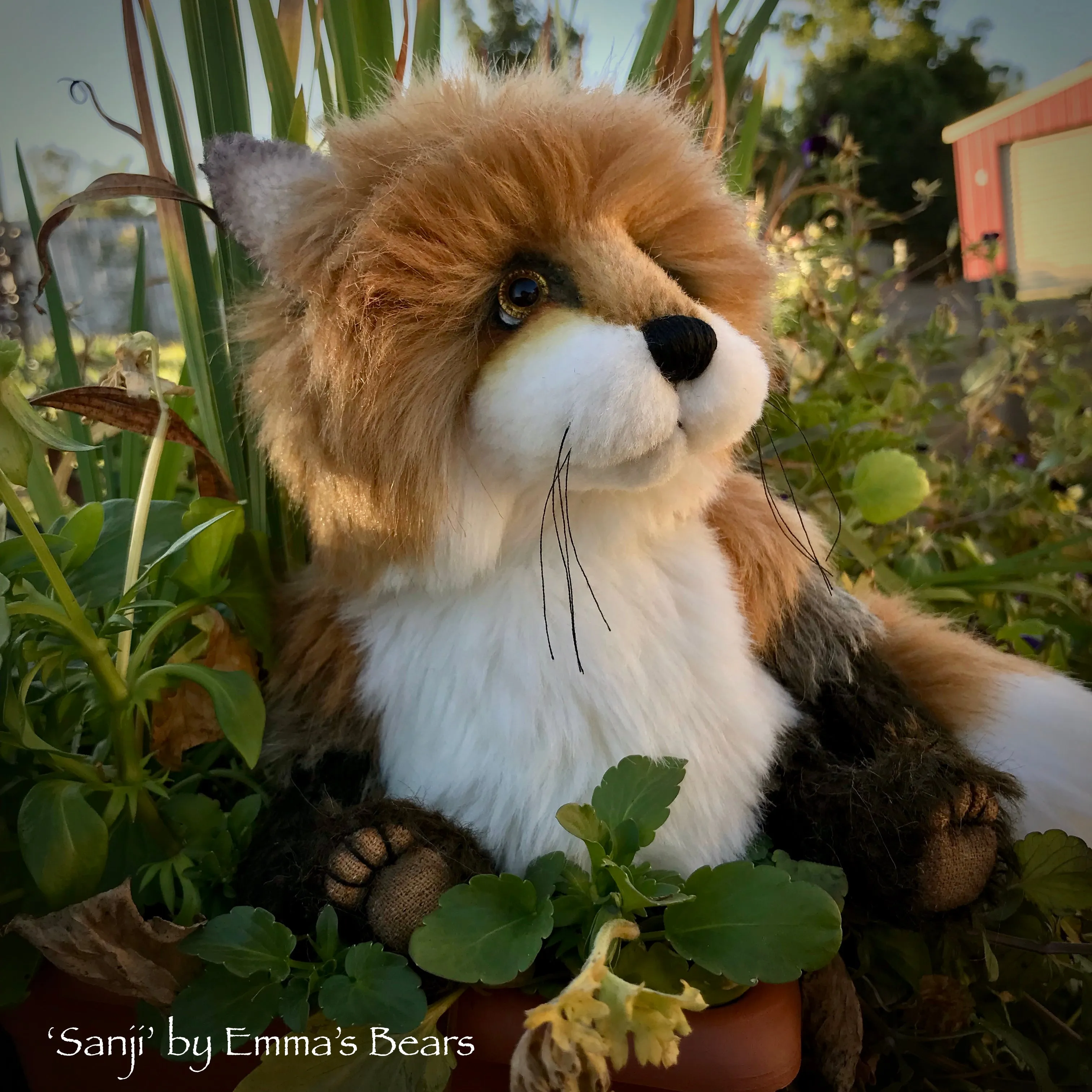 Sanji - 9" Artist Soft Sculpture Fox by Emma's Bears - OOAK