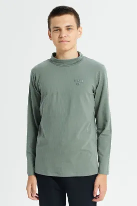 Senior Boys Olive High Neck T-Shirt