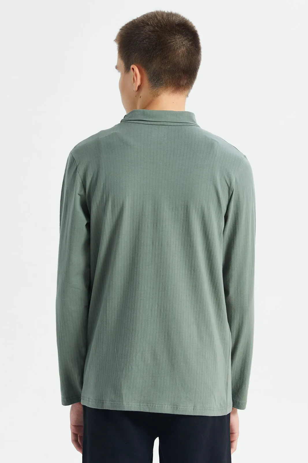 Senior Boys Olive High Neck T-Shirt