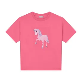 SHIMMERY UNICORN T-SHIRT CHEERY PINK