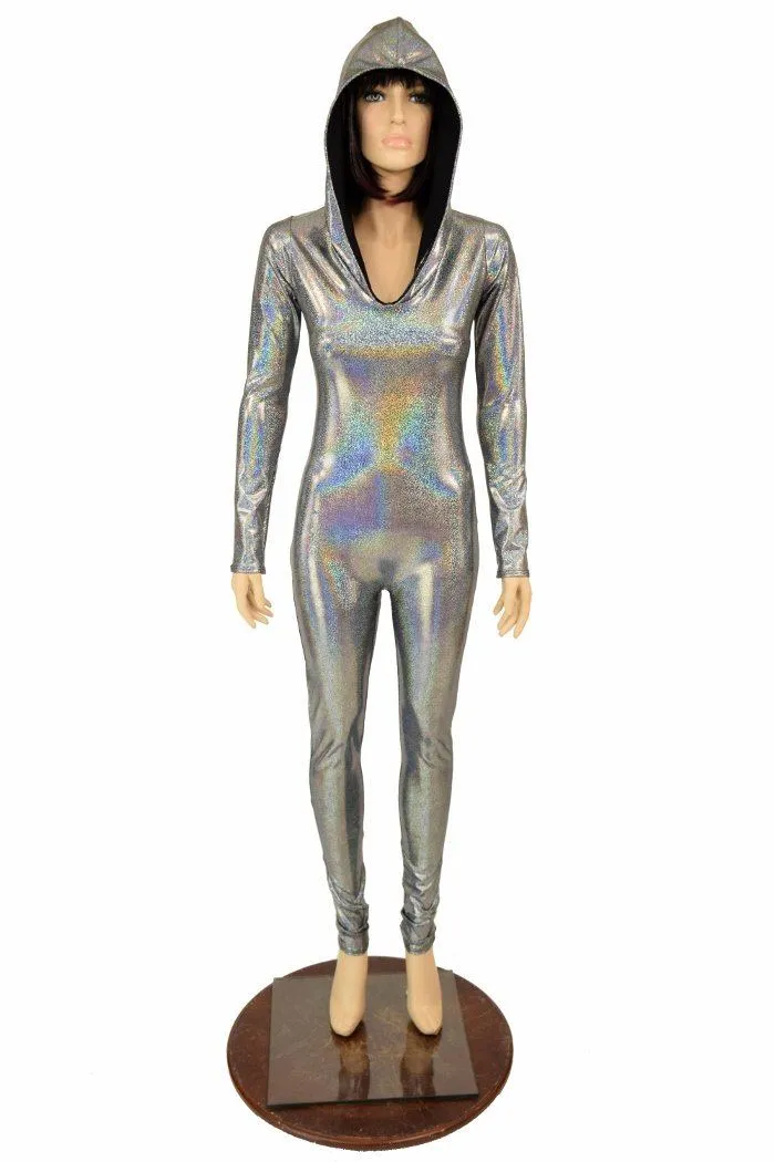 Silver Holo Hooded Catsuit