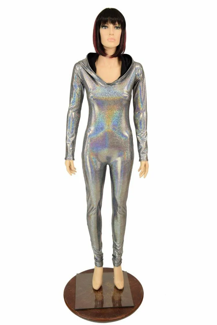 Silver Holo Hooded Catsuit
