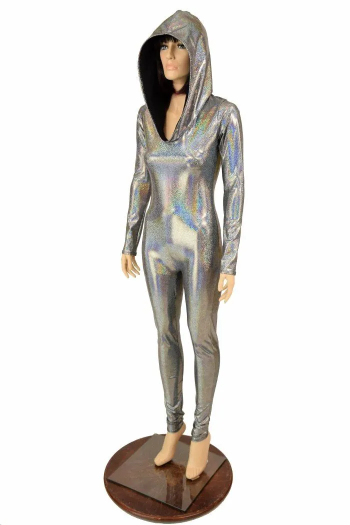 Silver Holo Hooded Catsuit