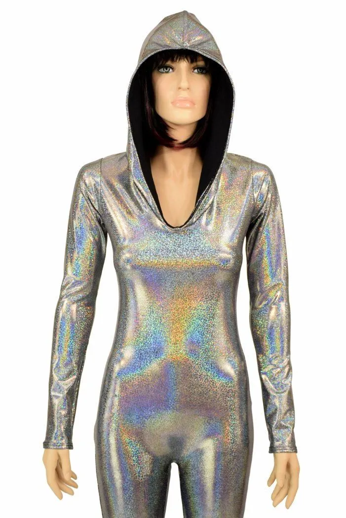 Silver Holo Hooded Catsuit
