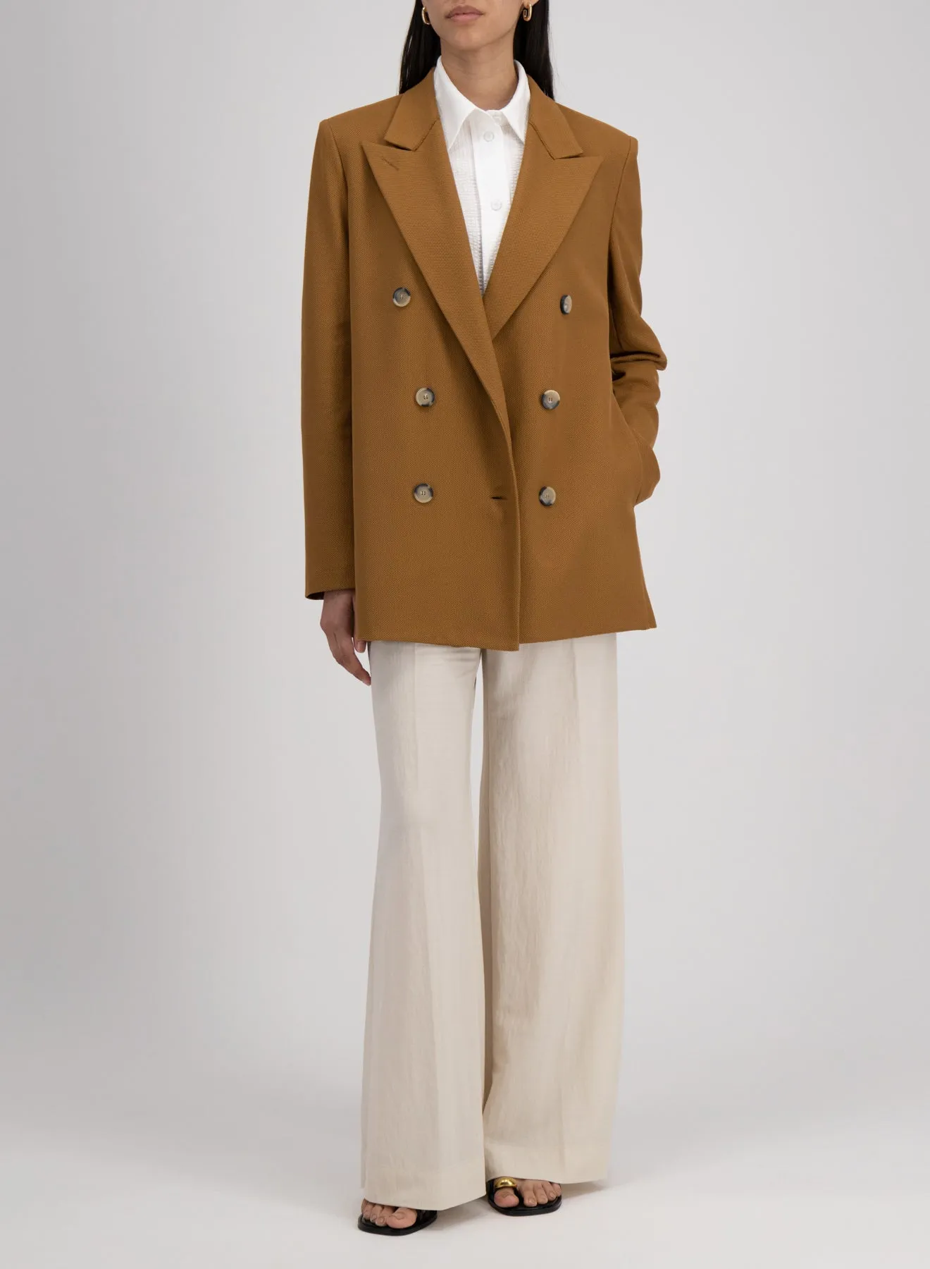 slouchy peacoat with s.p. honeycomb crafted with Loro Piana fabric