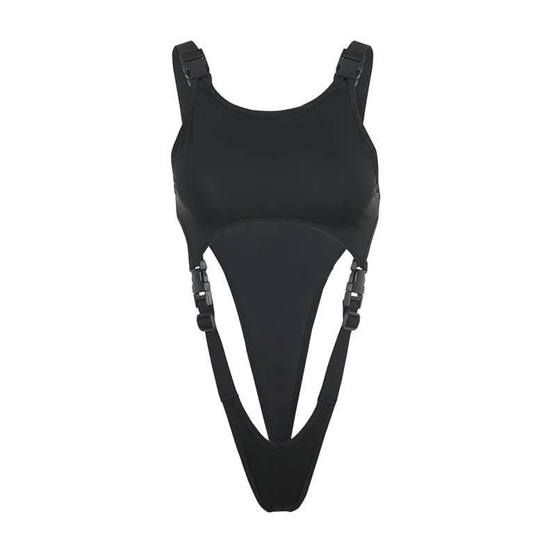 Solid button sleeveless bodysuit - Final Sale
