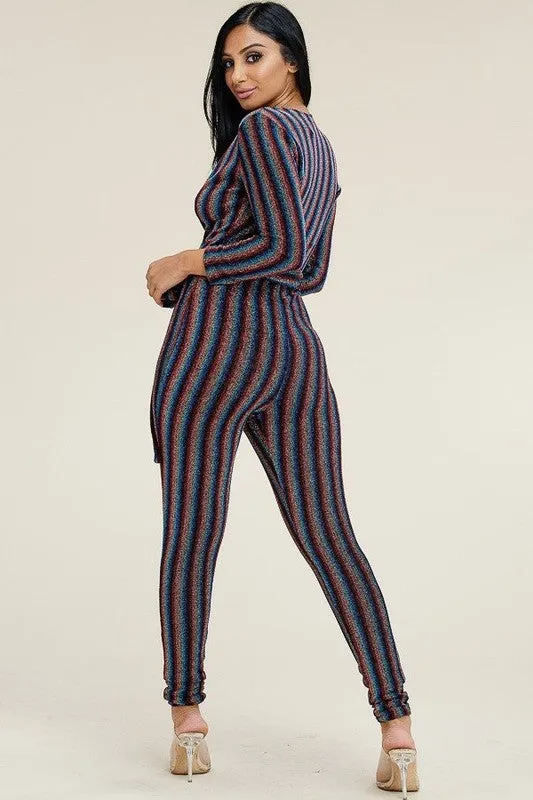 Striped Metallic Jumpsuit