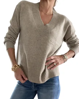 The Looker Vee Neck Sweater in Camel