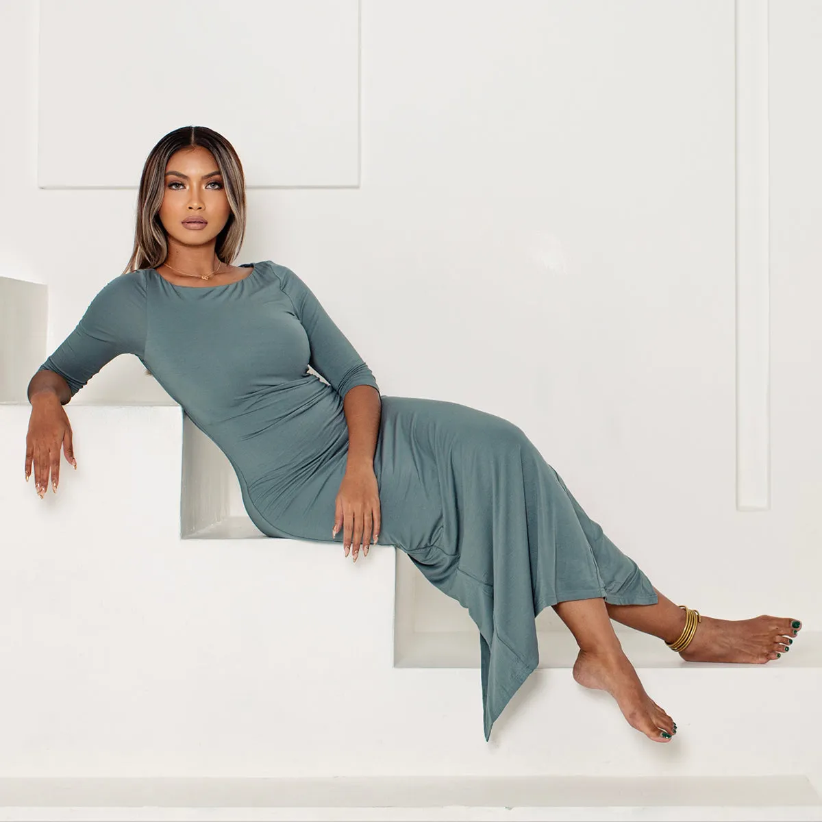 Valentina - Long Sleeve Bamboo Bodycon Maxi Dress