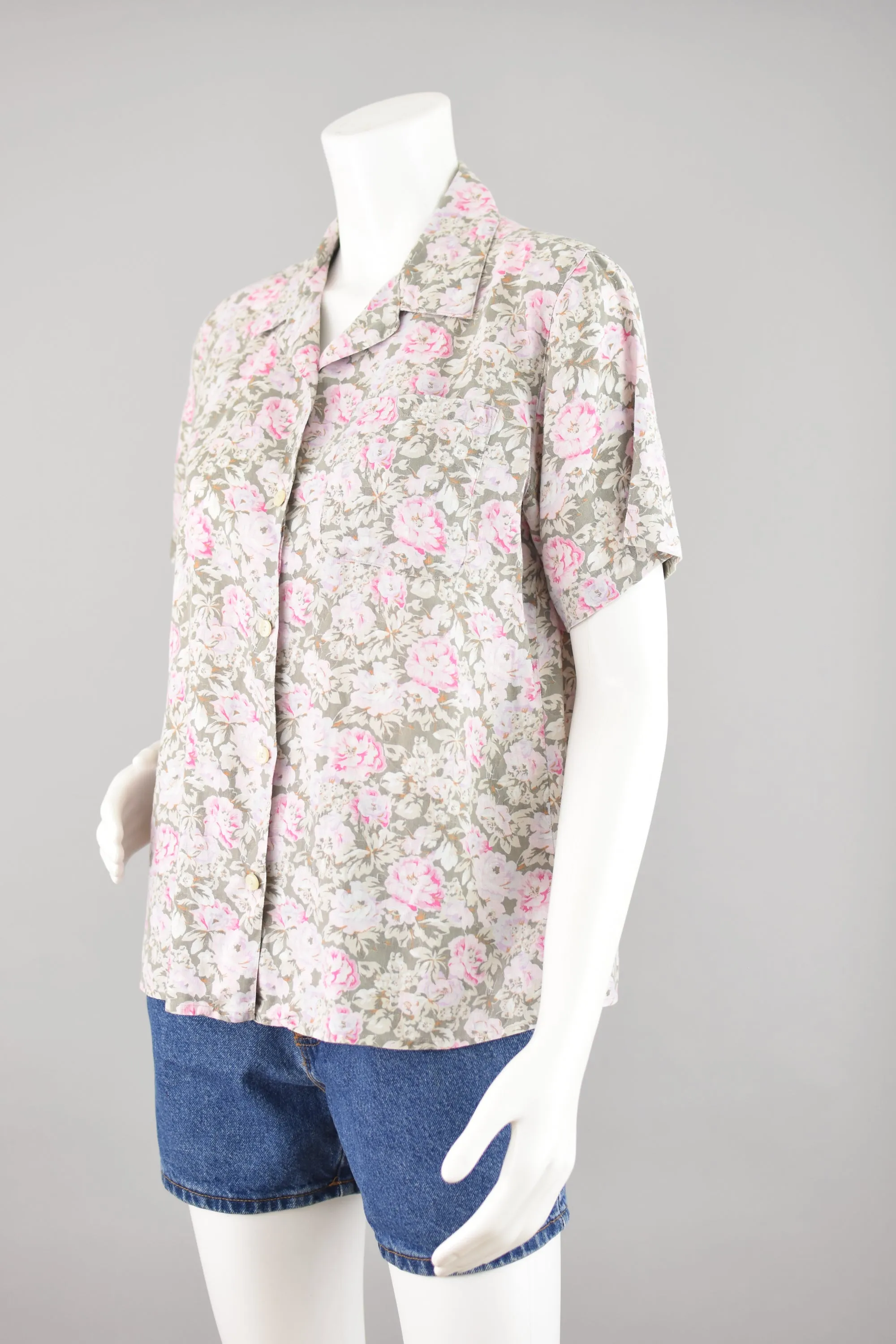 Vintage L.L. Bean Linen Floral Shirt Women's Small
