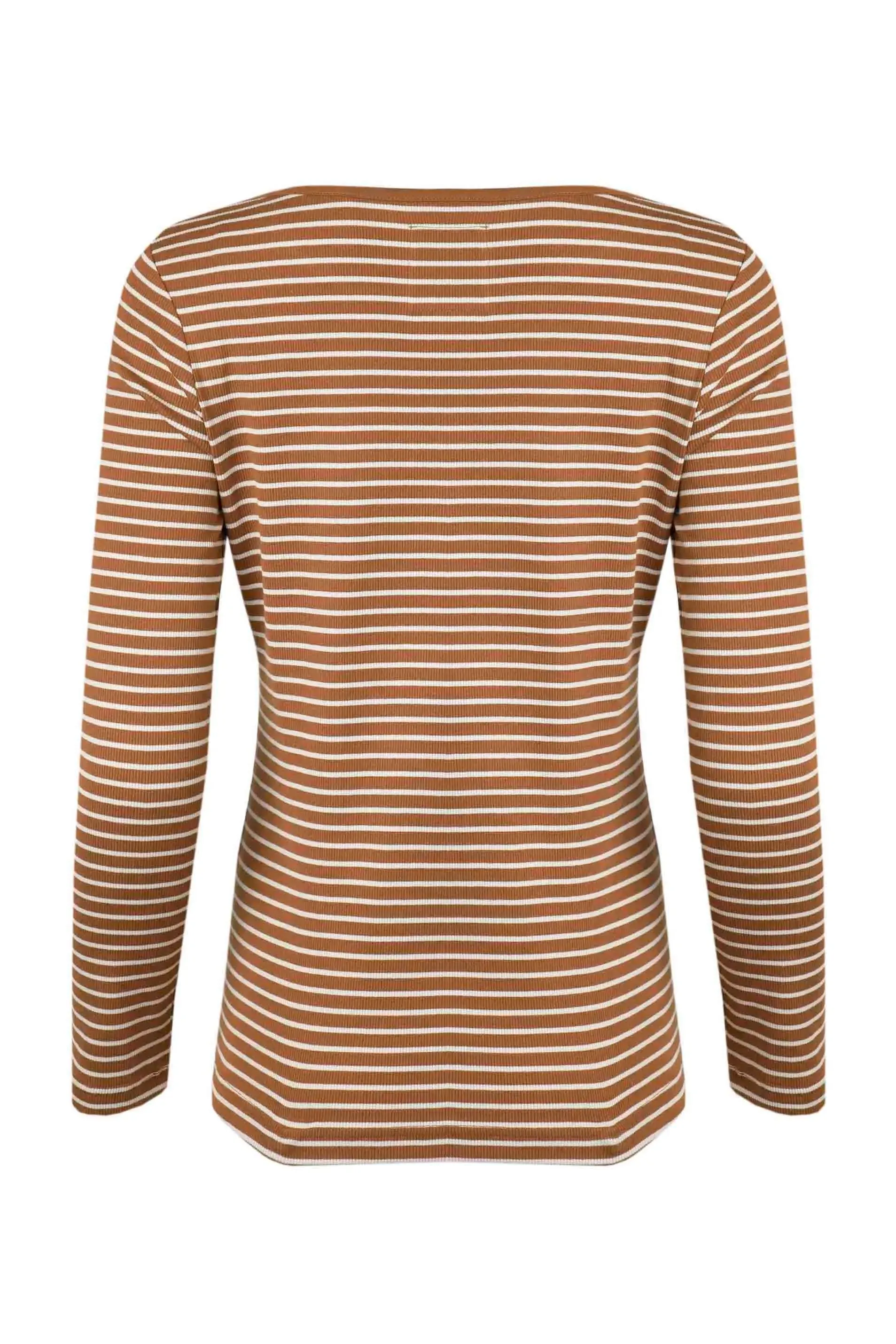 Weird Fish 14 Caramel Mila Organic Cotton Striped Rib Jersey T-Shirt