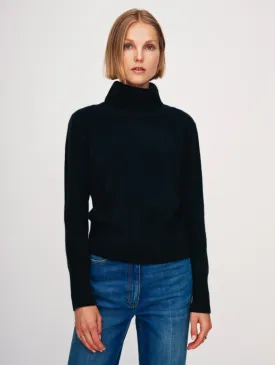 White   Warren Cashmere Essential Turtleneck Sweater in Black